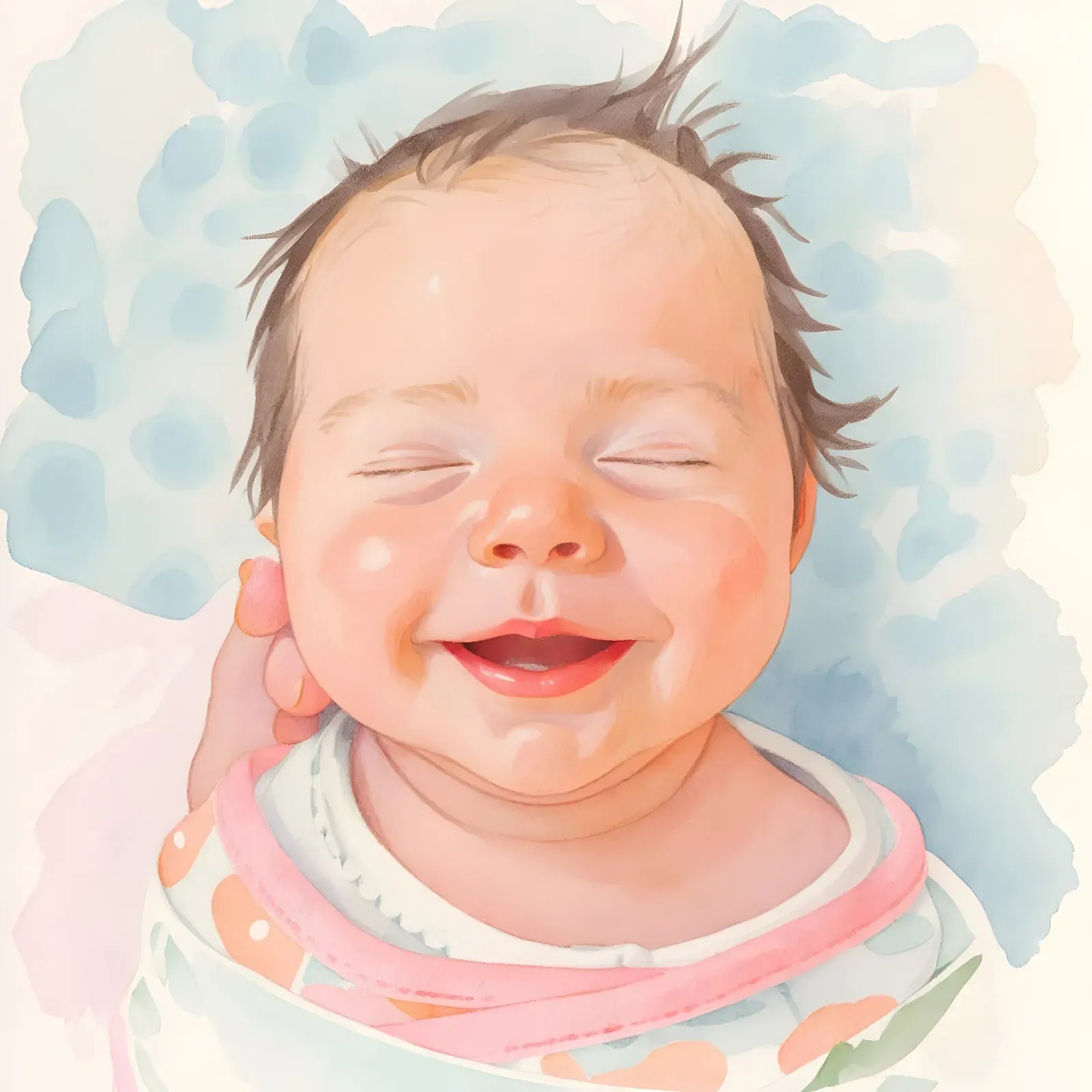 A newborn in soft watercolour washes