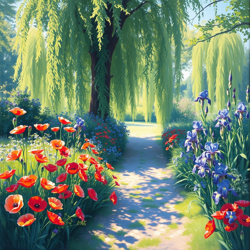 Impressionist Monet-style garden pond